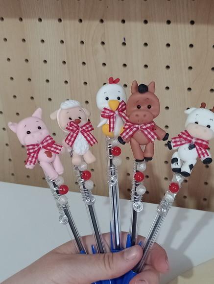 Lembrancinha Fazendinha Caneta Decorada de Biscuit