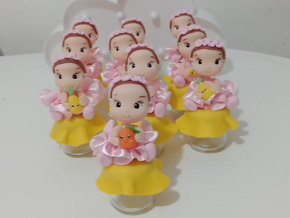 Lembrancinha Menina com Frutinhas de Biscuit Mini Potinho