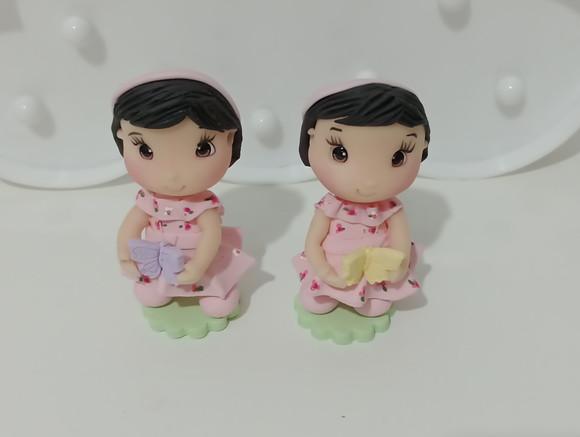 Lembrancinha Menina de Biscuit Jardim das Borboletas