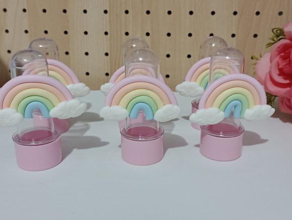 Lembrancinha Mini Tubete com Arco-íris de Biscuit com Dez