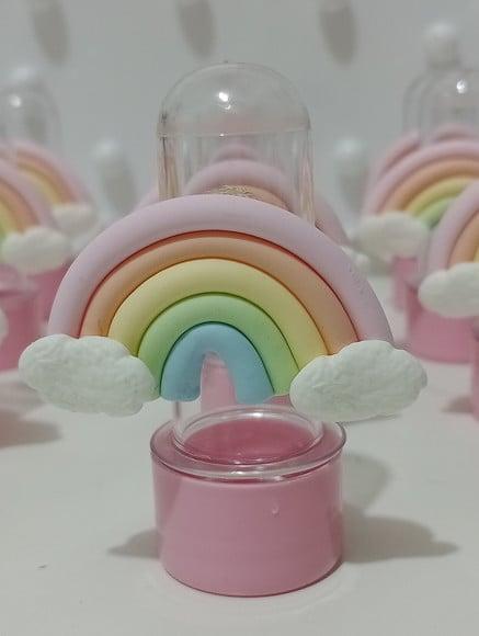 Lembrancinha Mini Tubete com Arco-íris de Biscuit com Dez