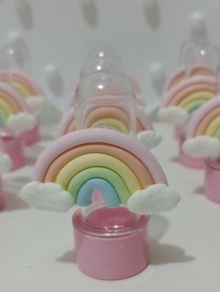 Lembrancinha Mini Tubete com Arco-íris de Biscuit com Dez