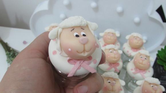 Lembrancinha Ovelha Mini Potinhos Rosa