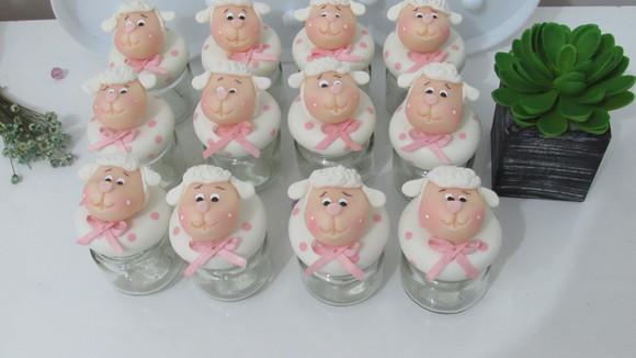 Lembrancinha Ovelha Mini Potinhos Rosa