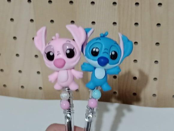 Lembrancinha Stitch ou Angel na Caneta Decorada com Biscuit