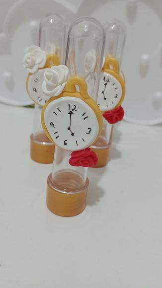 Lembrancinha Tubete com Relágio e Rosas Festa Alice com Dez