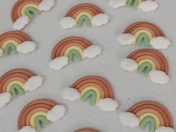 Mini Aplique Arco-íris Boho Dez Peças de Biscuit