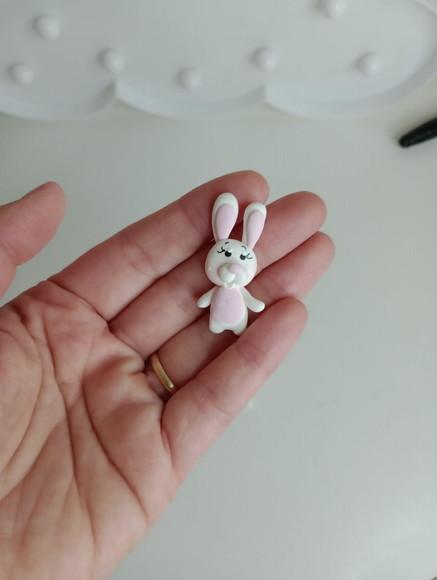 Mini Aplique Coelho de Biscuit Pacotinho com Dez