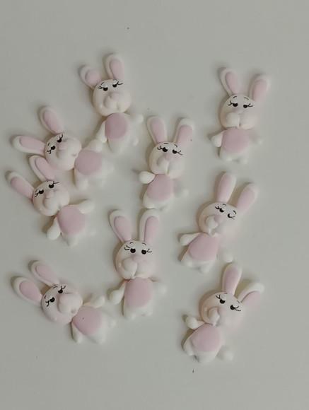 Mini Aplique Coelho de Biscuit Pacotinho com Dez
