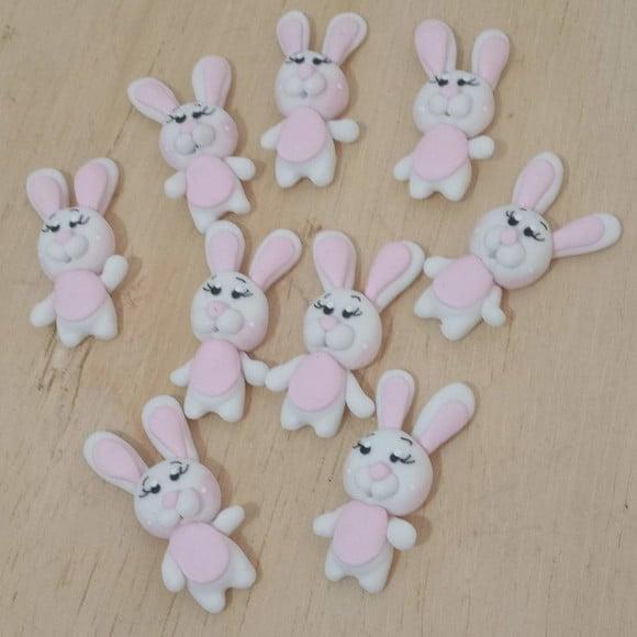 Mini Aplique Coelho de Biscuit Pacotinho com Dez