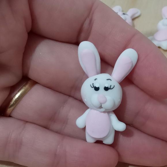 Mini Aplique Coelho de Biscuit Pacotinho com Dez