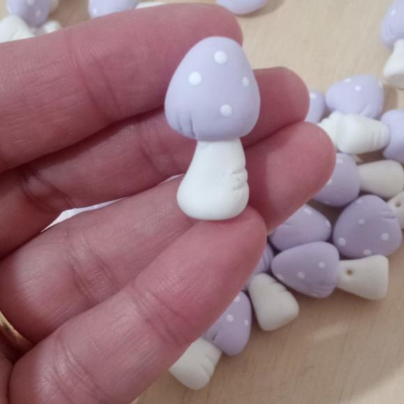 Mini Aplique Cogumelo de Biscuit com Furinho