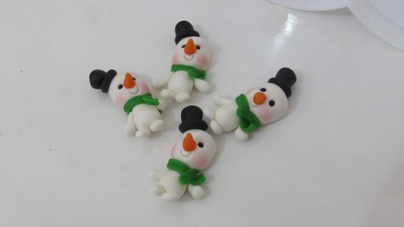 Mini Aplique de Natal Boneco de Neve de Biscuit