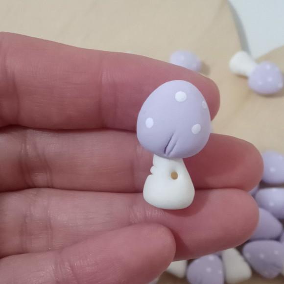 Mini Aplique Cogumelo de Biscuit com Furinho
