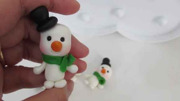 Mini Aplique de Natal Boneco de Neve de Biscuit