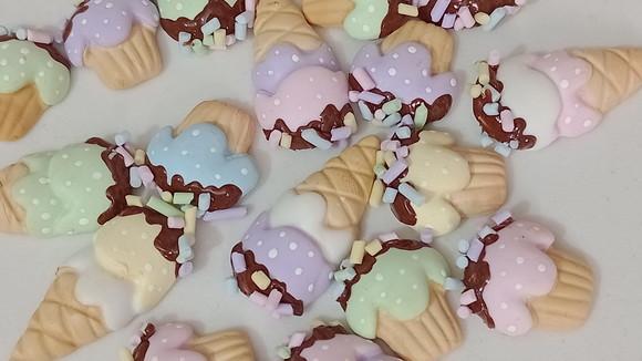 Mini Aplique Doces de Biscuit Sorvete e Cupcake Dez Peças