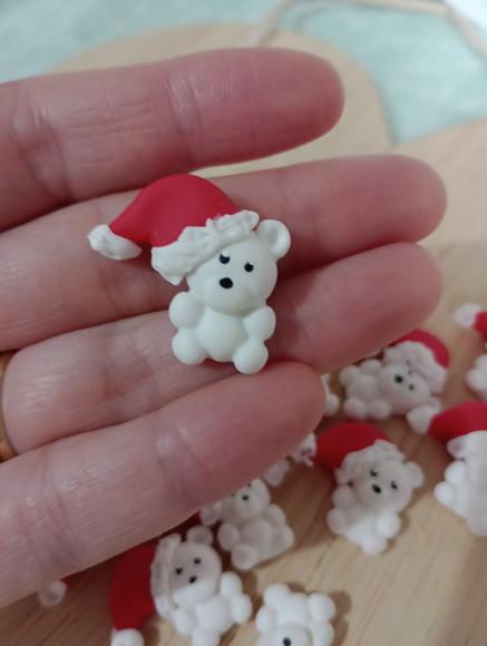 Mini Aplique Urso Polar Natal de Biscuit Vinte e Cinco Peças