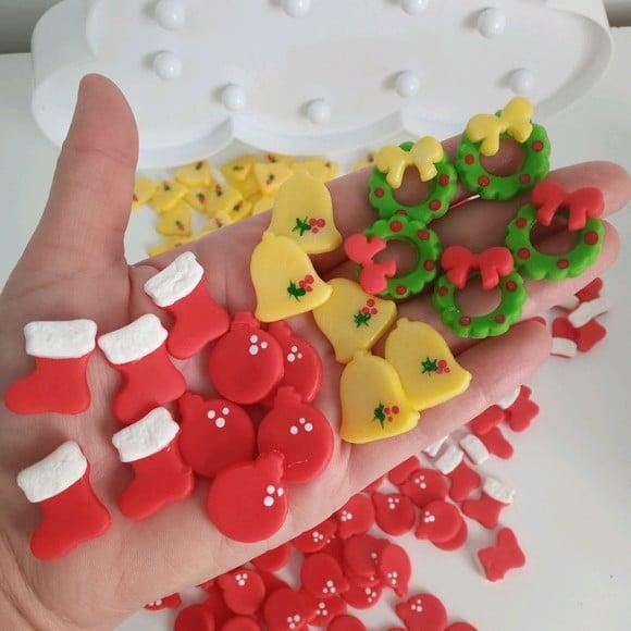Mini Apliques de Natal Vinte Peças de Biscuit
