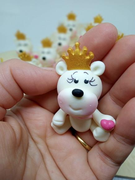 Mini Aplique Ursinha Branca com Coroa