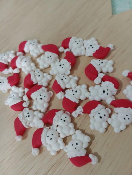 Mini Aplique Urso Polar Natal de Biscuit Vinte e Cinco Peças
