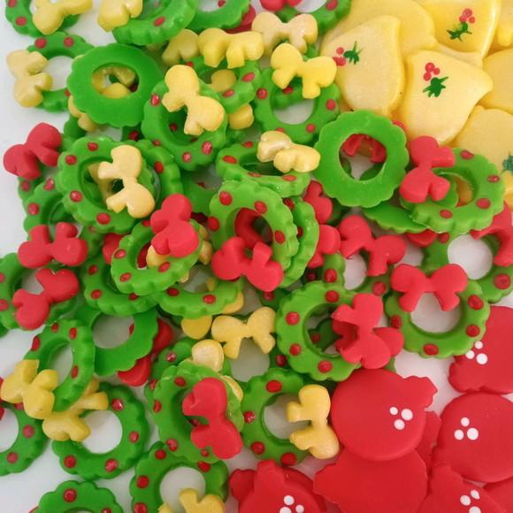 Mini Apliques de Natal Vinte Peças de Biscuit