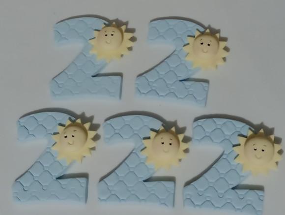Número de Biscuit com Sol para Lembrancinhas Personalizadas