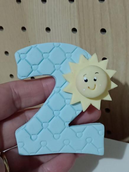 Número de Biscuit com Sol para Lembrancinhas Personalizadas