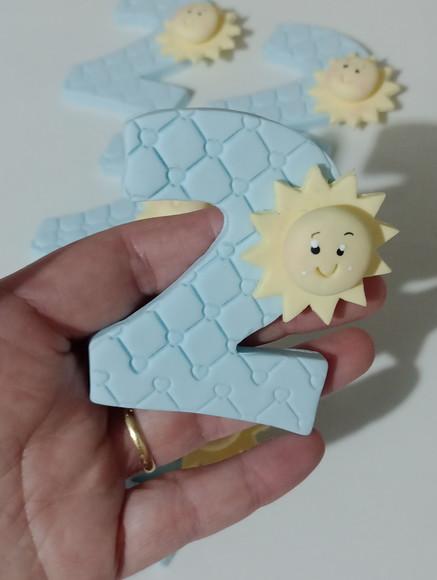 Número de Biscuit com Sol para Lembrancinhas Personalizadas
