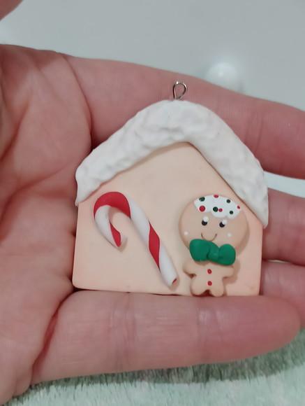 Pingente Casinha Ginger de Biscuit para Decoração