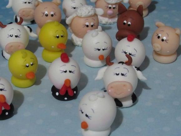 Ponteira de Lápis Fazendinha de Biscuit para Lembrancinhas