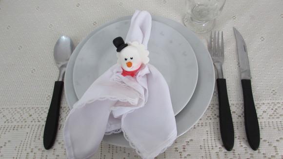 Porta Guardanapo de Natal Boneco de Neve de Biscuit