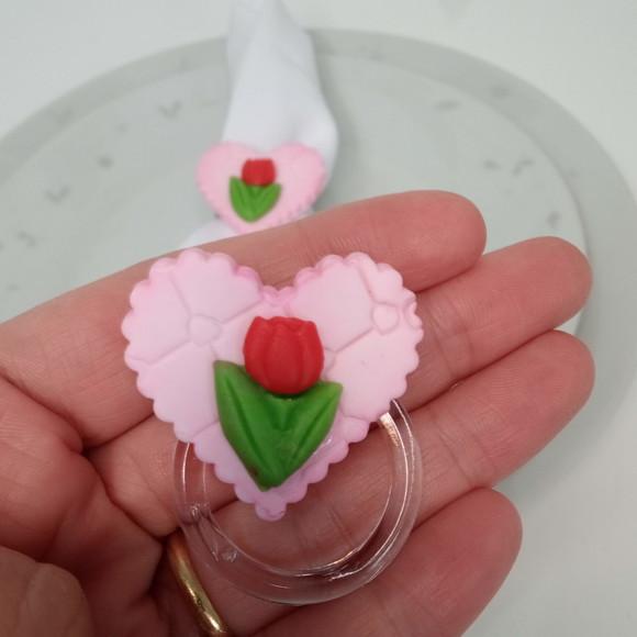 Porta Guardanapo Coração com Tulipa de Biscuit