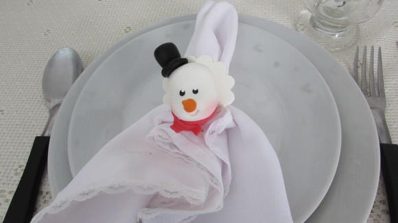 Porta Guardanapo de Natal Boneco de Neve de Biscuit