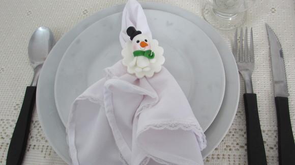 Porta Guardanapo de Natal Boneco de Neve de Biscuit