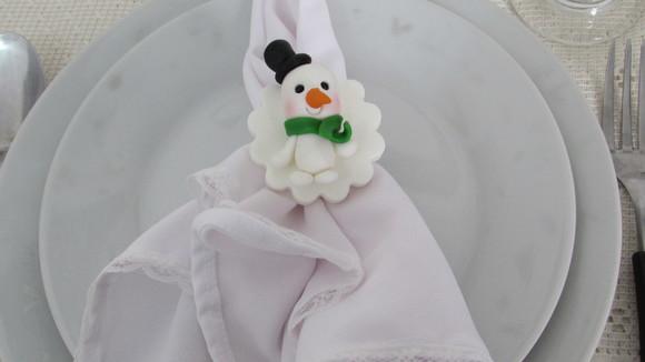 Porta Guardanapo de Natal Boneco de Neve de Biscuit