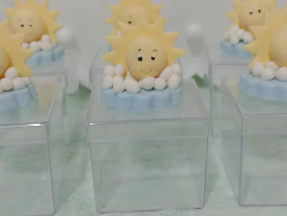 Solzinho de Biscuit na Caixinha Acrílica Dez Peças