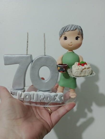Topo de Bolo 70 Anos de Biscuit Festa Adulto