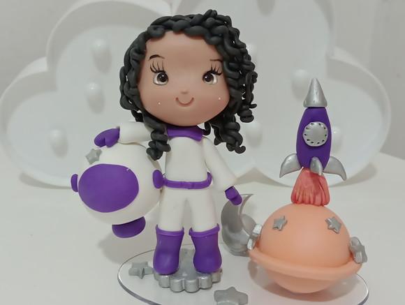 Topo de Bolo Astronauta Menina de Biscuit