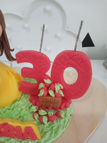 Topo de Bolo Branca de Neve com Vela e Nome Adulto