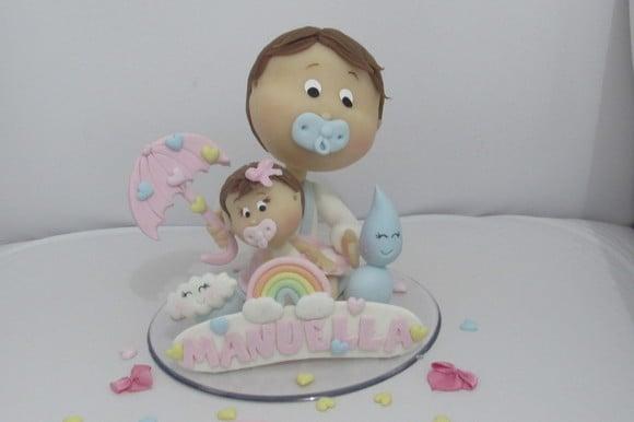 Topo de Bolo Chuva de Amor Irmãos