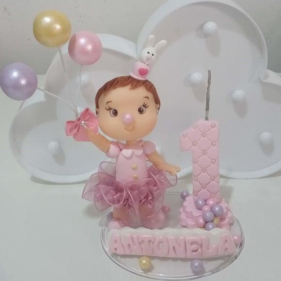Topo de Bolo Circo Rosa de Biscuit