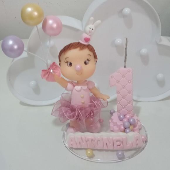 Topo de Bolo Circo Rosa de Biscuit