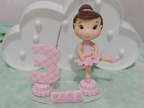 Topo de Bolo com Vela Bailarina de Biscuit