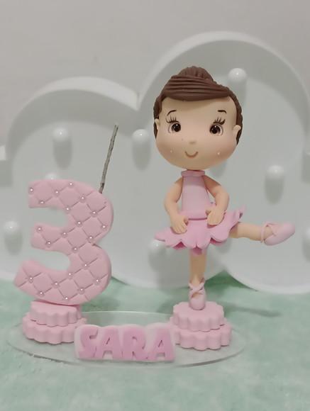 Topo de Bolo com Vela Bailarina de Biscuit