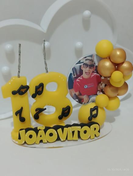Topo de Bolo com Vela e Foto Personalizada