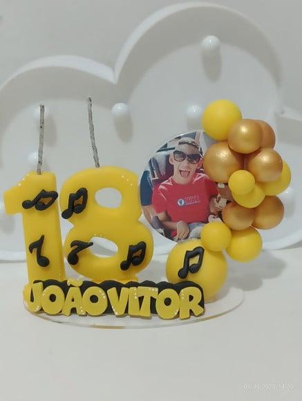Topo de Bolo com Vela e Foto Personalizada