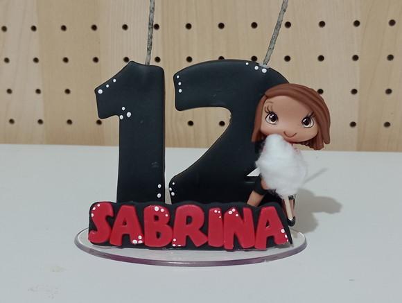 Topo de Bolo de Biscuit Menina Algodão Doce