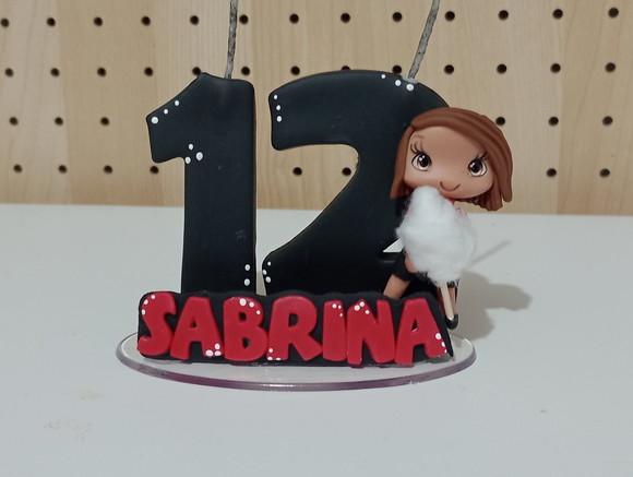 Topo de Bolo de Biscuit Menina Algodão Doce