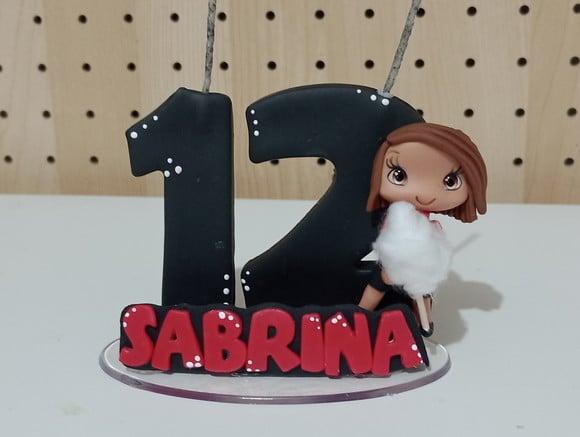Topo de Bolo de Biscuit Menina Algodão Doce