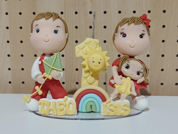 Topo de Bolo de Biscuit para Gêmeos Tema Raio de Sol